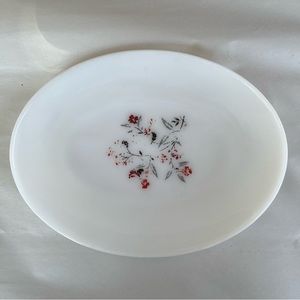 Vintage FIRE KING Primrose Pattern Glass Oval Serving Plate Platter Milk Glass